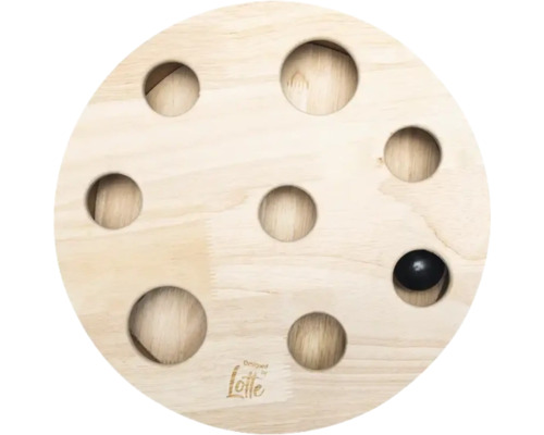 Holzspielbrett mit Löchern und einer Kugel