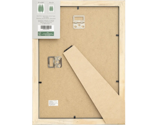 Dos d'un cadre photo en bois avec suspension et support