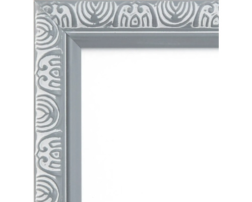 Vue détaillée d'un cadre photo gris avec motif