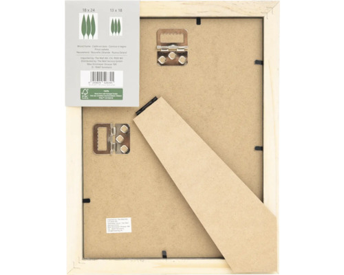 Dos d'un cadre photo en bois avec crochet et support