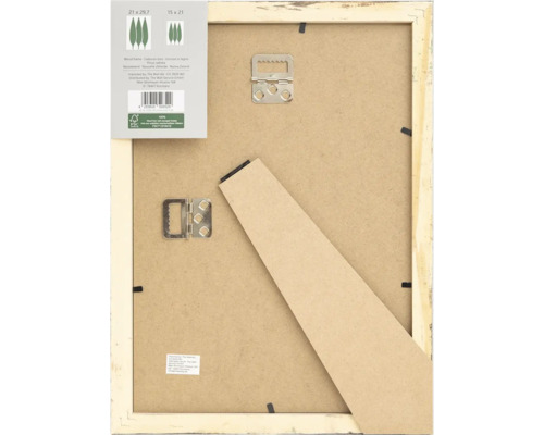 Arrière d'un cadre photo en bois avec fixation et support