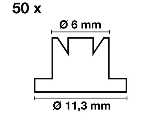 Dessin technique d'un support de dimensions 6 mm et 11,3 mm, 50 pièces