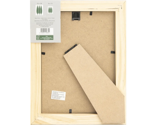 Rückseite eines Holzbilderrahmens mit Aufsteller