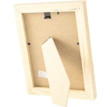 Rückansicht eines Holzbilderrahmens mit Aufsteller