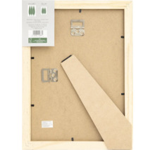 Rückseite des Bilderrahmens mit Holzrahmen und Aufhängevorrichtung