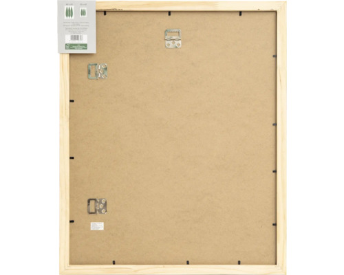 Rückseite des Bilderrahmens mit Holzrahmen und Aufhängung