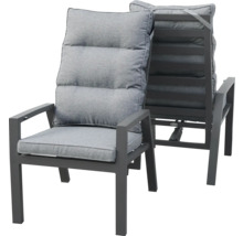 Gartenstuhl mit grauen Polstern