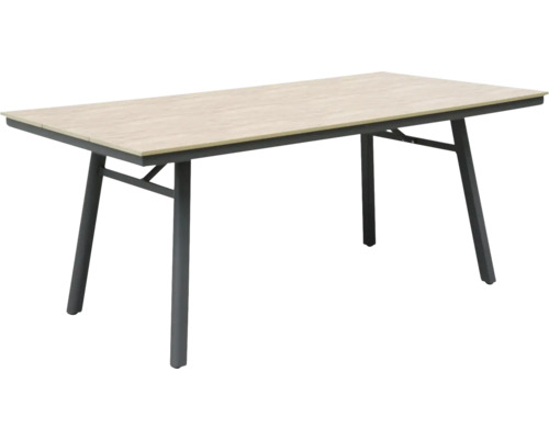 Rechteckiger Tisch mit Metallgestell und Tischplatte