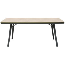 Rechteckiger Tisch mit Metallgestell und Tischplatte