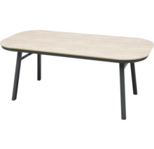 Rechteckiger Gartentisch mit Holzoptik und Metallbeinen