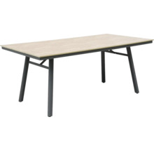 Rechteckiger Esstisch mit Tischplatte und Metallbeinen