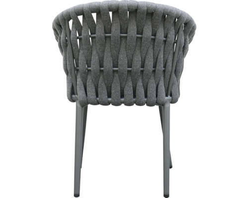 Gartensessel mit geflochtener Sitzfläche und Rückenlehne auf Metallgestell