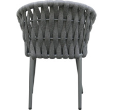 Gartenstuhl mit Seilgeflecht und Metallgestell, Rückansicht