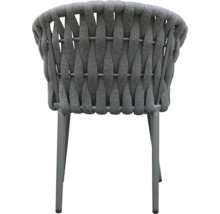 Chaise grise avec dossier tressé et pieds en métal