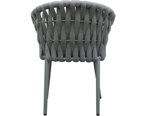 Chaise grise avec dossier tressé et pieds en métal