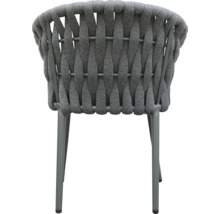 Gartenstuhl mit geflochtener Rückenlehne und Metallbeinen