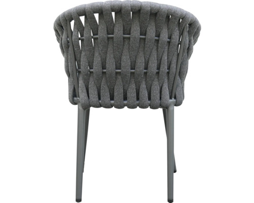 Gartenstuhl mit geflochtener Rückenlehne und Metallbeinen