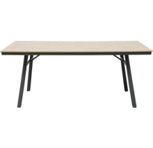 Rechteckiger Esstisch mit Metallgestell und Tischplatte