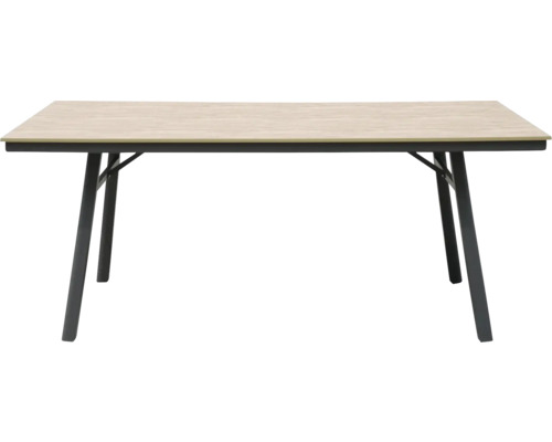 Rechteckiger Esstisch mit Metallgestell und Tischplatte