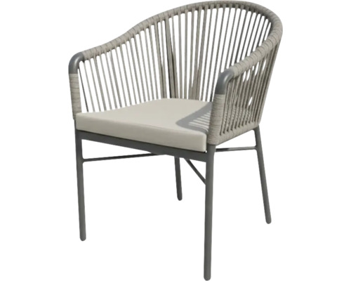 Chaise de jardin avec revêtement en corde et coussin d'assise