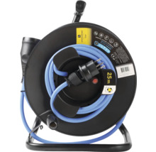 Kabeltrommel mit 25 Meter blauem Elektrokabel
