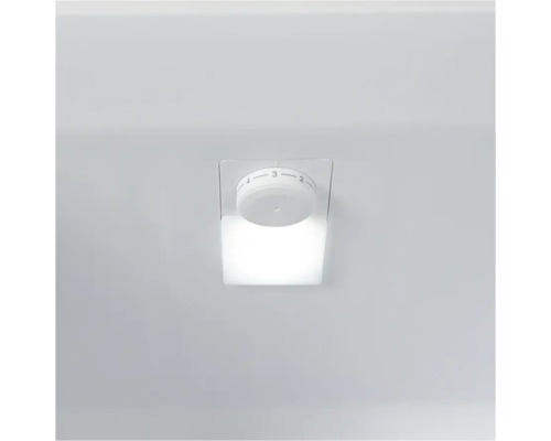 Kühlschrank-Innenbeleuchtung mit weißem Temperaturregler und leuchtendem LED-Licht.