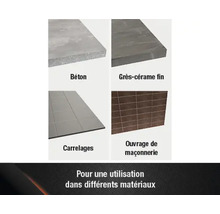 Sélection de matériaux de construction : béton, grès cérame fin, carrelages et ouvrages de maçonnerie