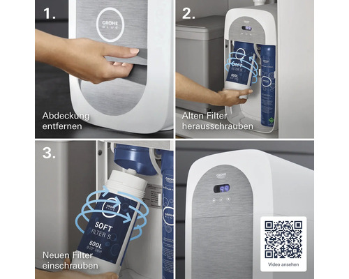 Instructions pour remplacer la cartouche filtrante à eau Grohe Blue.