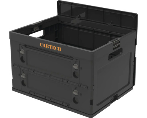 Offene, faltbare CARTECH Transportbox aus Kunststoff mit Deckel