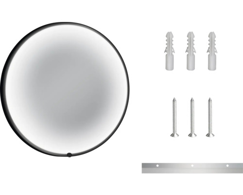 Miroir rond avec matériel de fixation