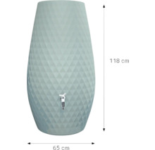 Récupérateur d eau décoratif avec motif de losanges et robinet, hauteur 118 centimètres, largeur 65 centimètres.