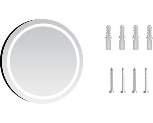 Miroir rond avec chevilles et vis
