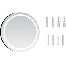 Miroir rond avec quatre chevilles et quatre vis