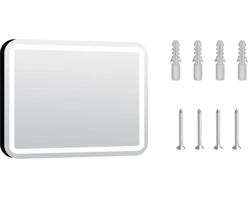 Miroir LED avec matériel de fixation pour montage mural
