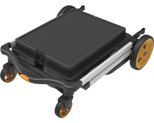 Schwarzer Rollwagen mit Rädern für den Transport