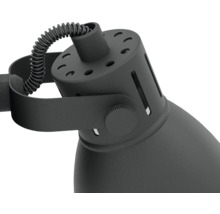 Detailansicht einer schwarzen Lampe mit flexibler Kabelführung