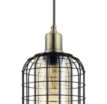 Hängelampe mit Metallkäfig und Glühbirne