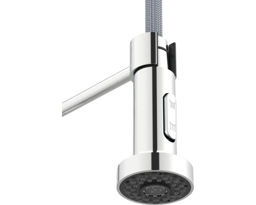 Robinet de cuisine avec flexible de douche et régulateur de jet