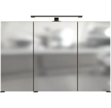 Armoire de toilette à trois portes avec éclairage LED supérieur pour la salle de bains.