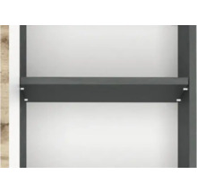 Étagère réglable en anthracite avec supports argentés.