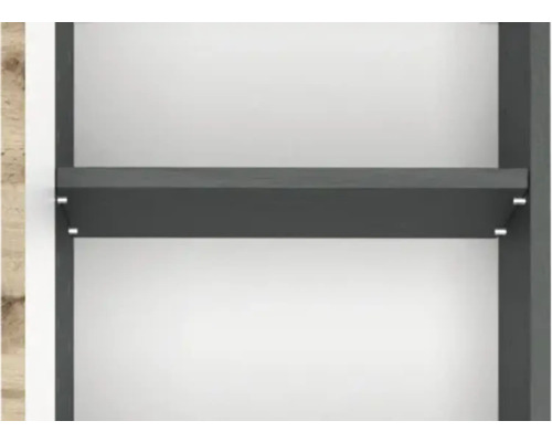 Étagère réglable en anthracite avec supports argentés.