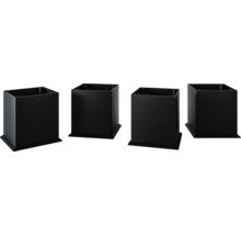 Quatre pieds de meuble carrés en noir.