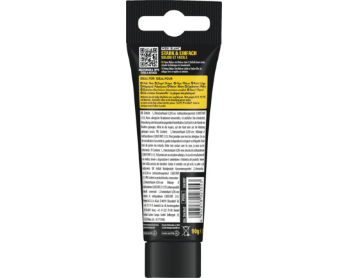 Pattex Colle au lieu de percer Solide et Facile, tube de 90 grammes, convient pour le bois, la brique, le plâtre, le liège, le polystyrène, le béton, le carton-plâtre, l'aluminium anodisé et la pierre