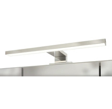 Moderne LED-Spiegelaufbauleuchte in Chrom-Optik für das Badezimmer.