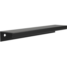 Schwarzer Profilgriff aus Metall in L-Form für Schränke oder Schubladen, schlankes modernes Design.