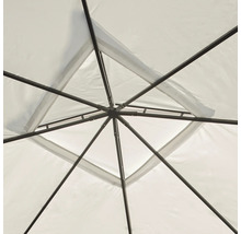 Vue détaillée de la structure de toit d'un pavillon avec revêtement en tissu