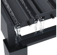 Detailansicht eines Pavillons mit Regenwasserableitung