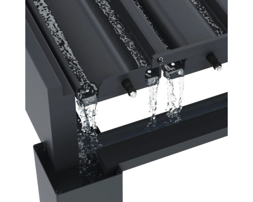 Detailansicht eines Pavillons mit Regenwasserableitung