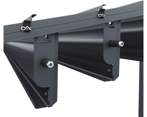 Vue détaillée de la fixation d'une toiture de terrasse