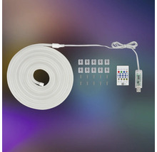 Kit de rubans LED avec télécommande, contrôleur USB, clips de fixation et vis.